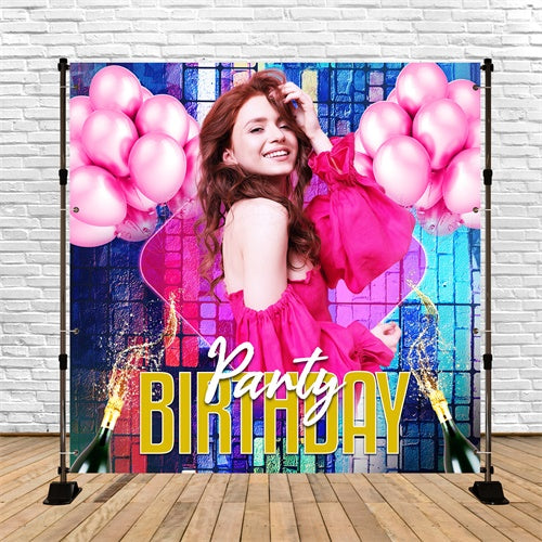 Personalized Backdrop For Birthday Disco Pop Balloon Backdrop LXX6-72