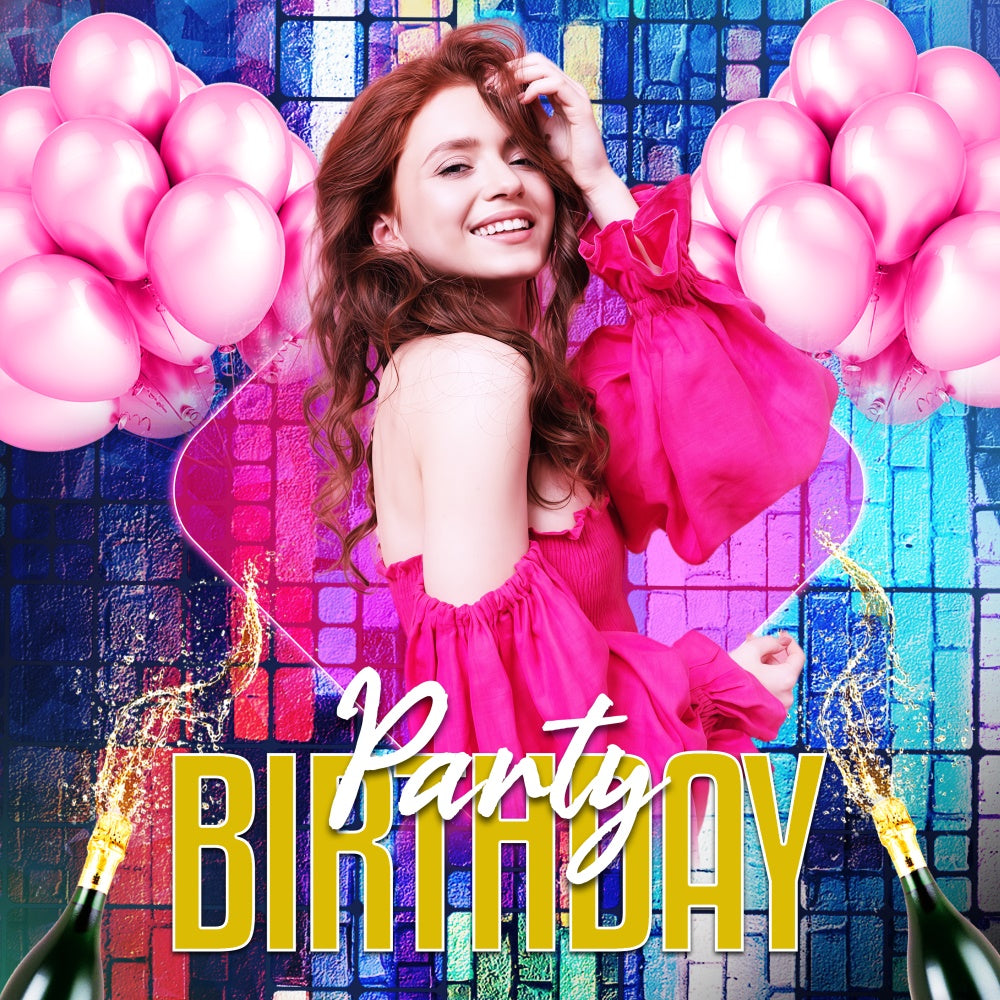 Personalized Backdrop For Birthday Disco Pop Balloon Backdrop LXX6-72
