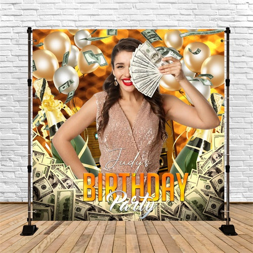 Backdrop For Birthday Champagne Riches Party Customized Backdrop LXX6-76
