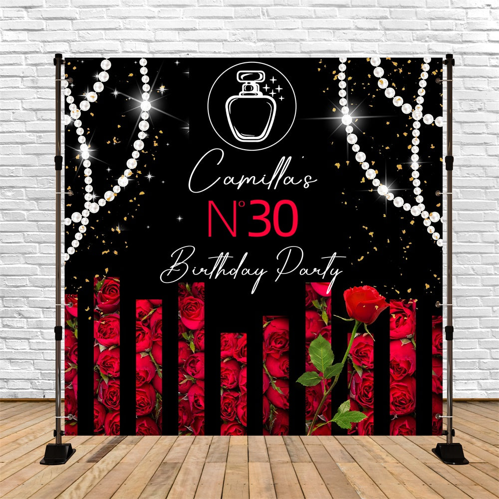 Personalized Backdrop For Birthday Elegant Rose Glam Backdrop LXX6-77