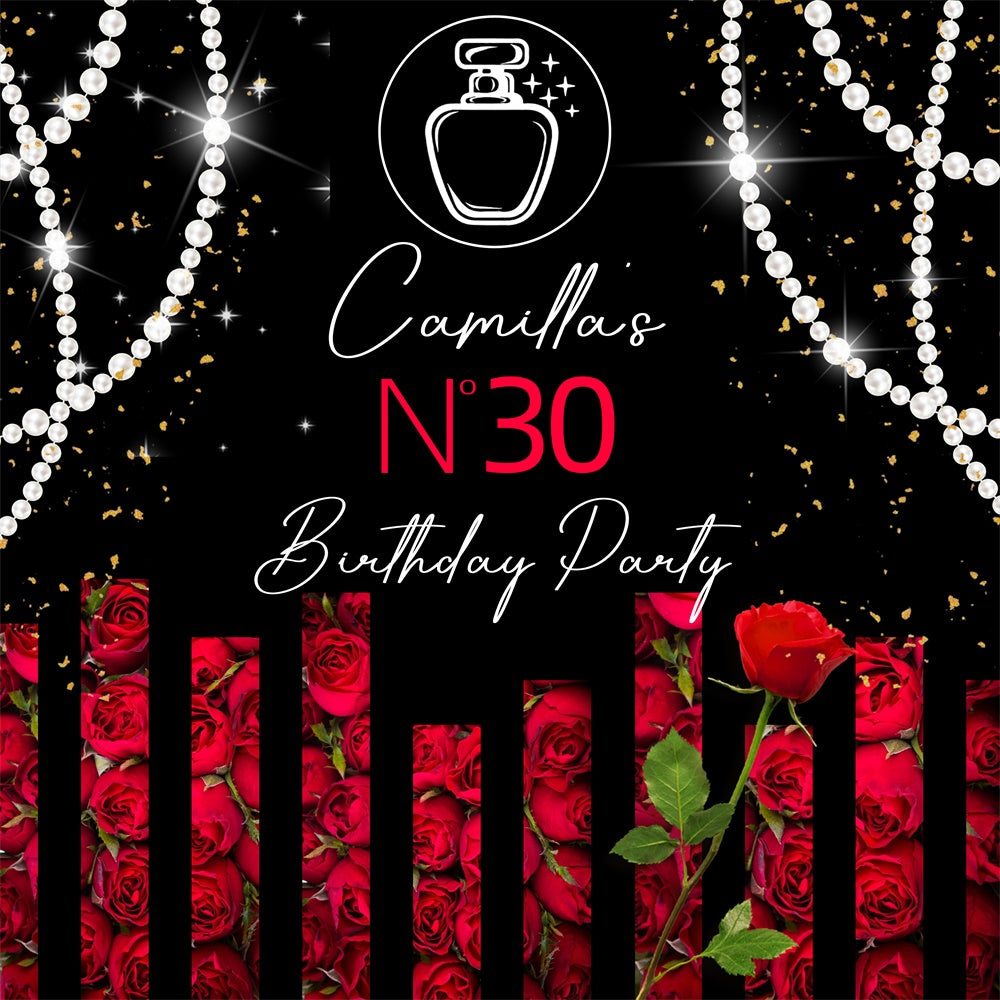 Personalized Backdrop For Birthday Elegant Rose Glam Backdrop LXX6-77