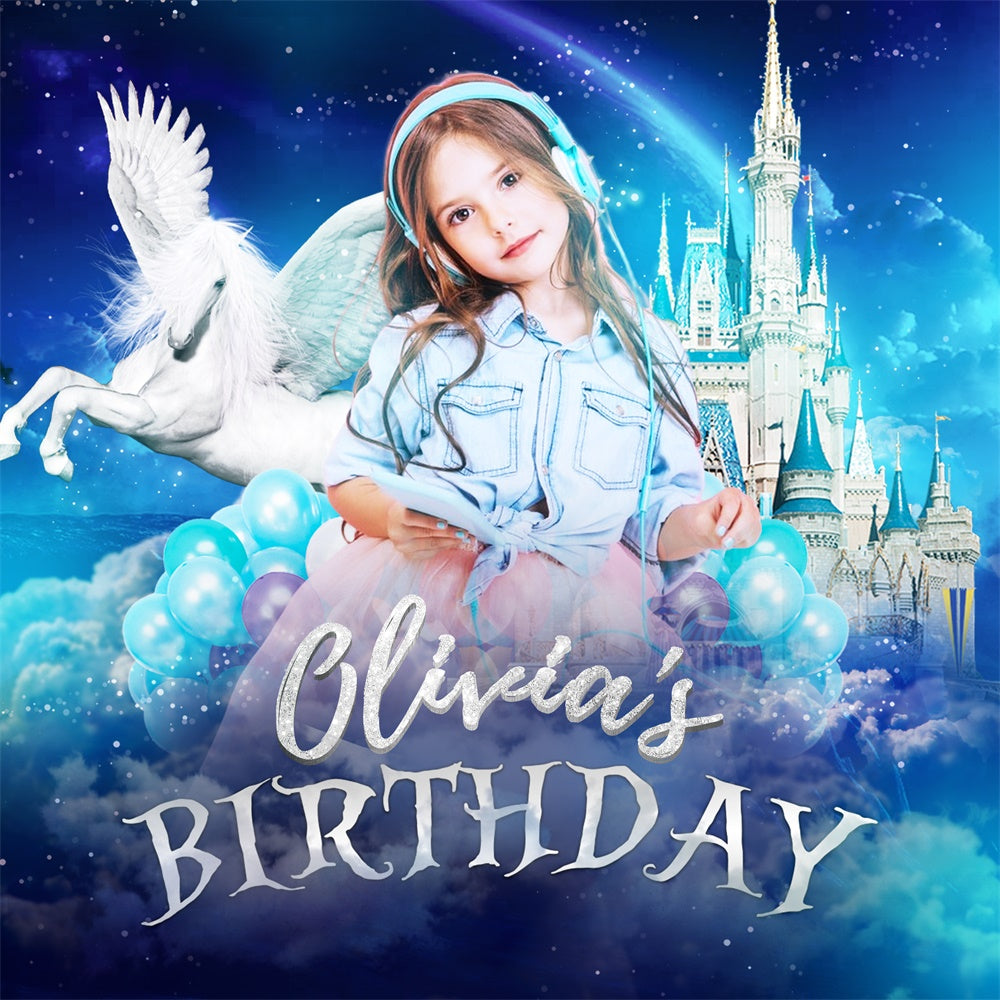Castle Backdrop For Birthday Party Magical Castle Sky Backdrop LXX6-79
