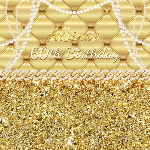 60th Birthday Backdrop Elegant Pearl Glitter Customized Backdrop LXX6-82