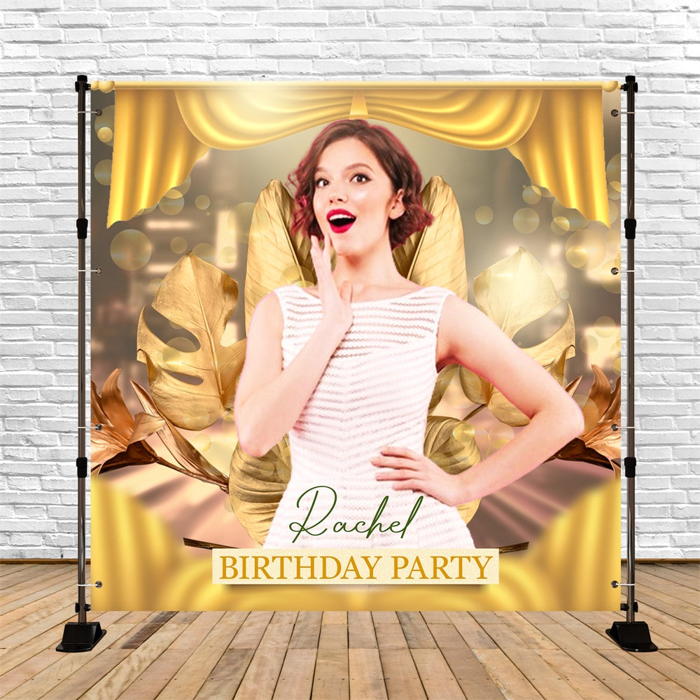 Personalized Backdrop For Birthday Chic Leaf Luxury Backdrop LXX6-83
