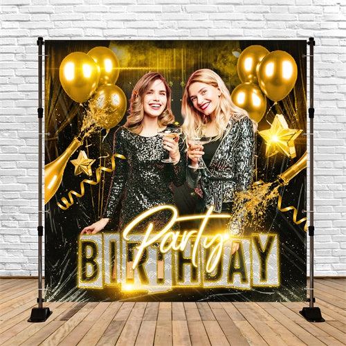Personalized Birthday Backdrop Champagne Sparkle Night Backdrop LXX6-84