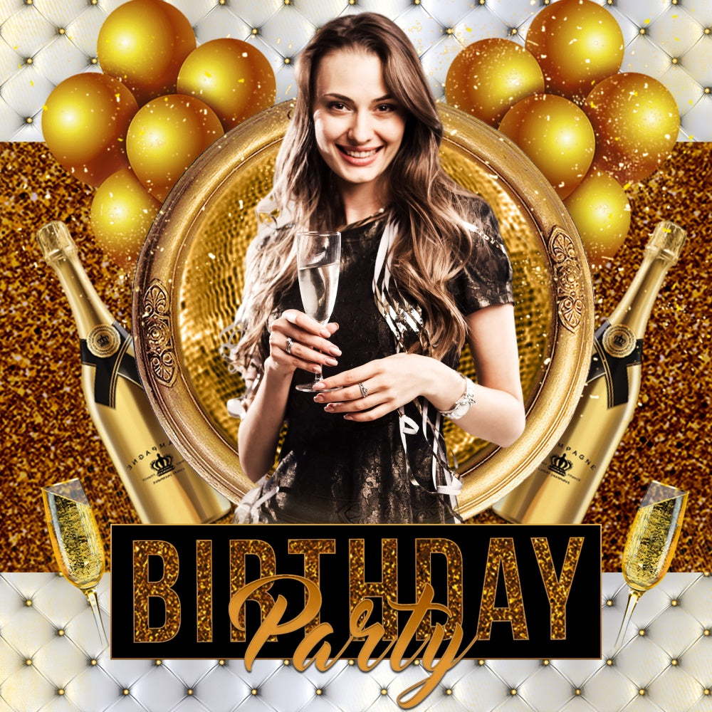 Customized Backdrop For Birthday Champagne Celebration Backdrop LXX6-88