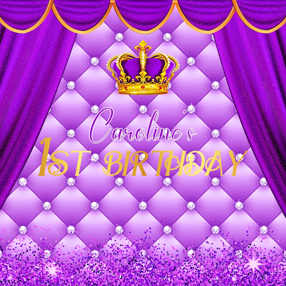 First Birthday Backdrop Glam Baby Queen Personalized Backdrop LXX6-89