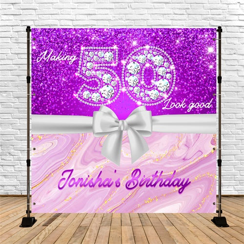 50th Birthday Backdrop Glitter Diamond Glam Custom Backdrop LXX6-90
