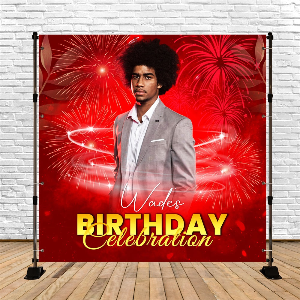 Backdrop For Birthday Party Red Glow Firework Customized Backdrop LXX6