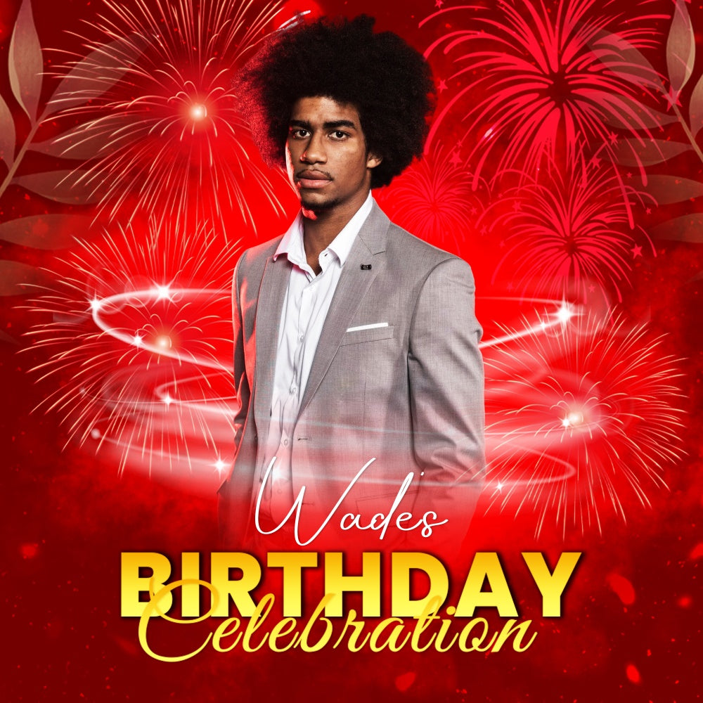 Backdrop For Birthday Party Red Glow Firework Customized Backdrop LXX6-91