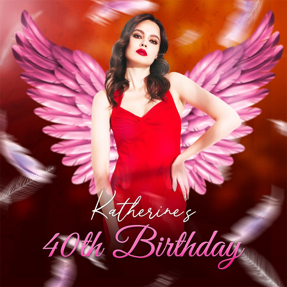 40th Birthday Backdrop Elegant Power Wings Customized Backdrop LXX6-93