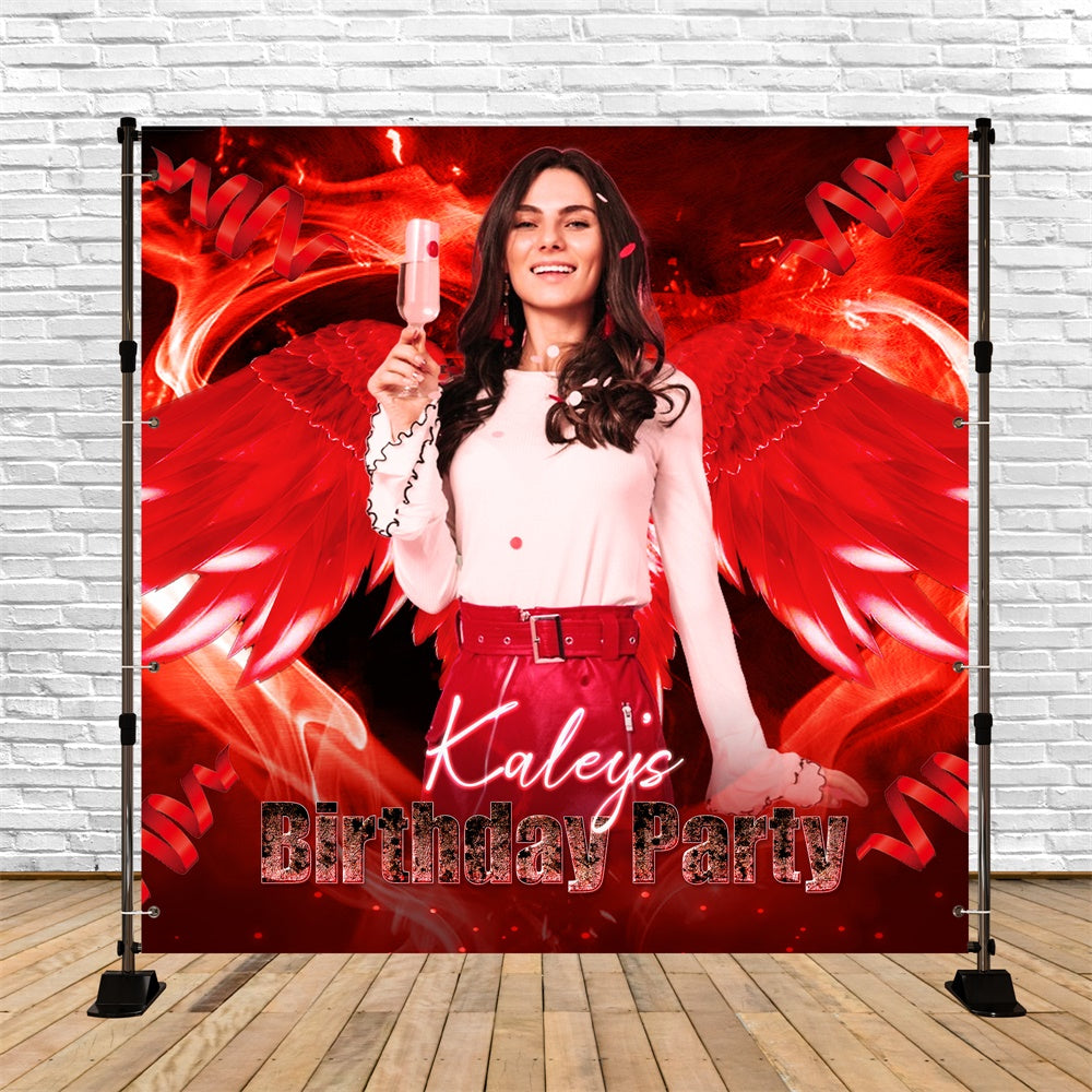 Backdrop For Birthday Crimson Wings Celebration Custom Backdrop LXX6-95