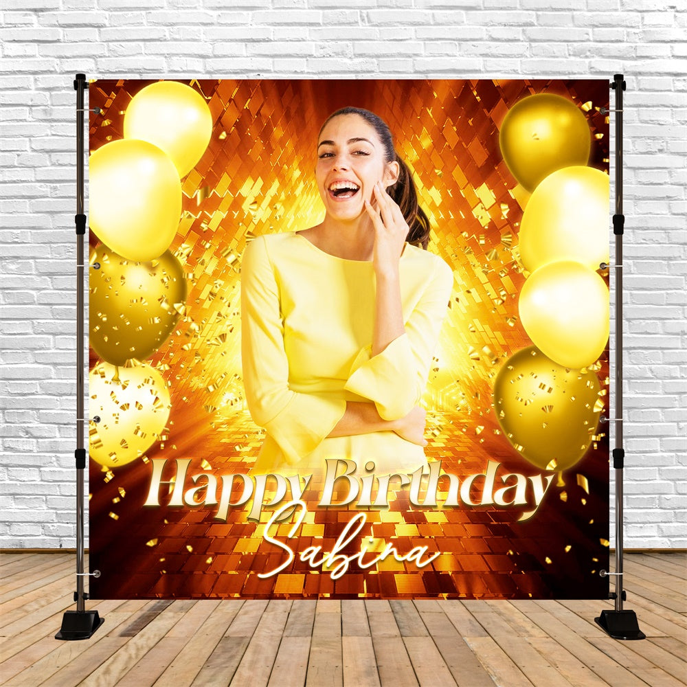 Customized Backdrop For Birthday Confetti Gold Glow Backdrop LXX6-98
