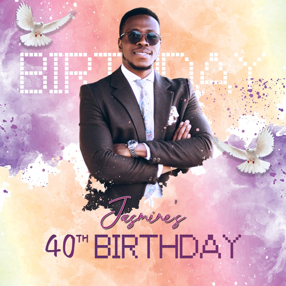 40th Birthday Backdrop Pastel Dove Birthday Custom Backdrop LXX6-99