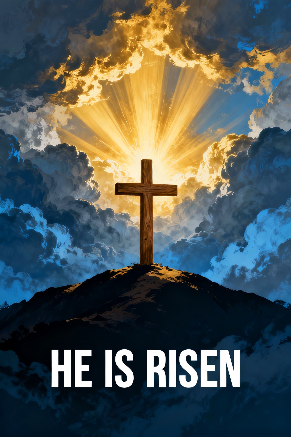 He Is Risen Backdrop Radiant Resurrection Cross Light Easter Photograp