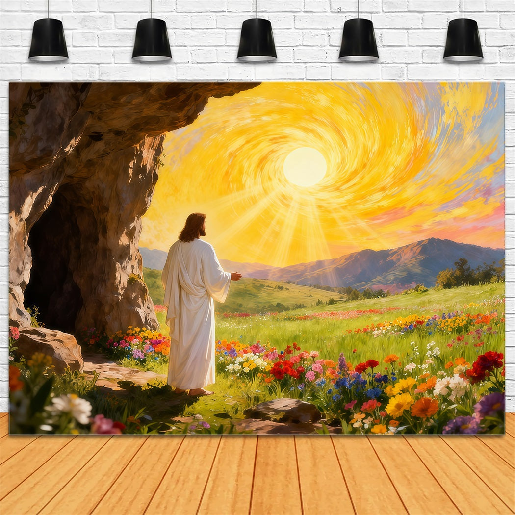 Christian Easter Backdrop He Is Risen Holy Light Easter Photo Backdrop LXX61-125