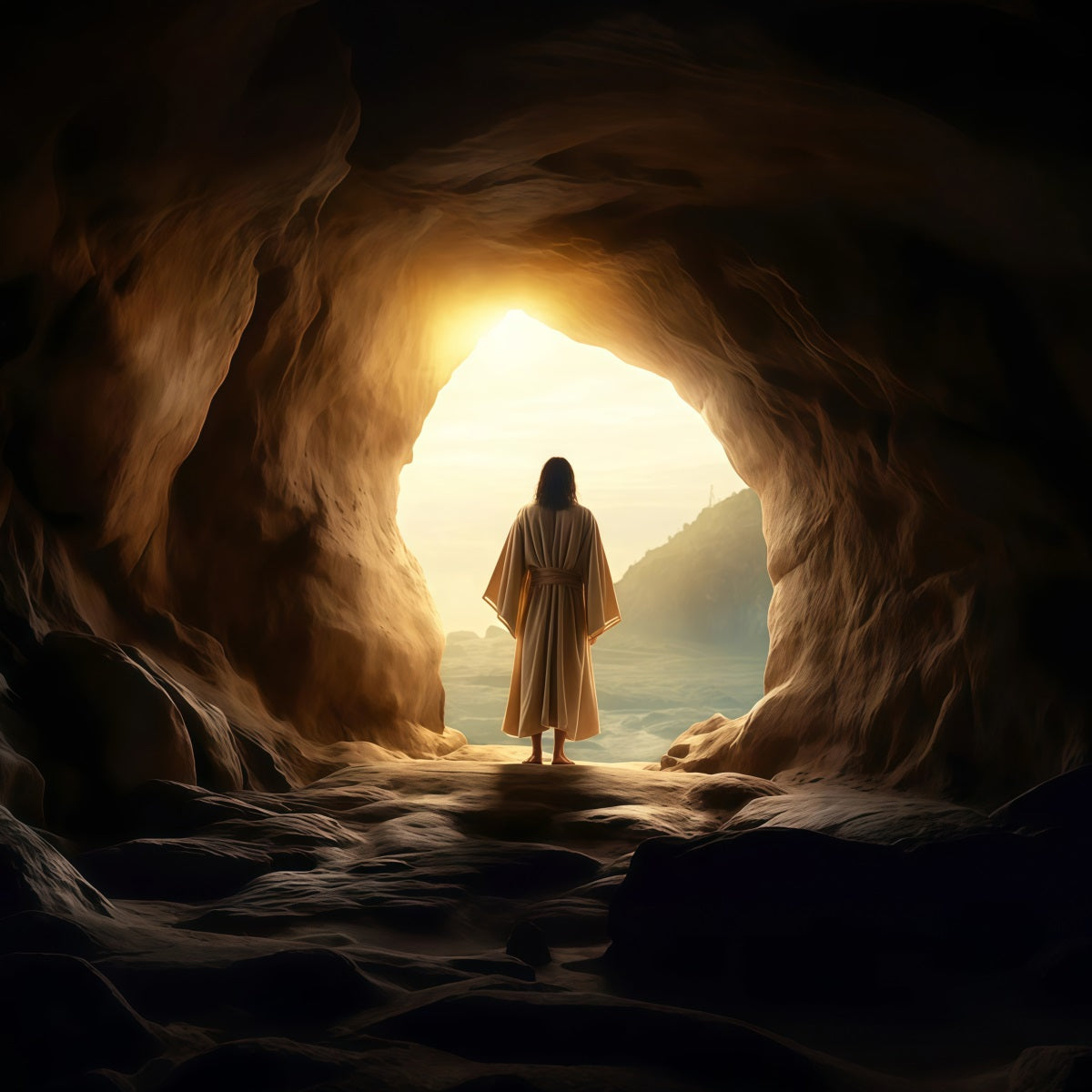 Christian Easter Photo Backdrops He Is Risen Savior Cave Easter Picture Backdrops LXX61-132