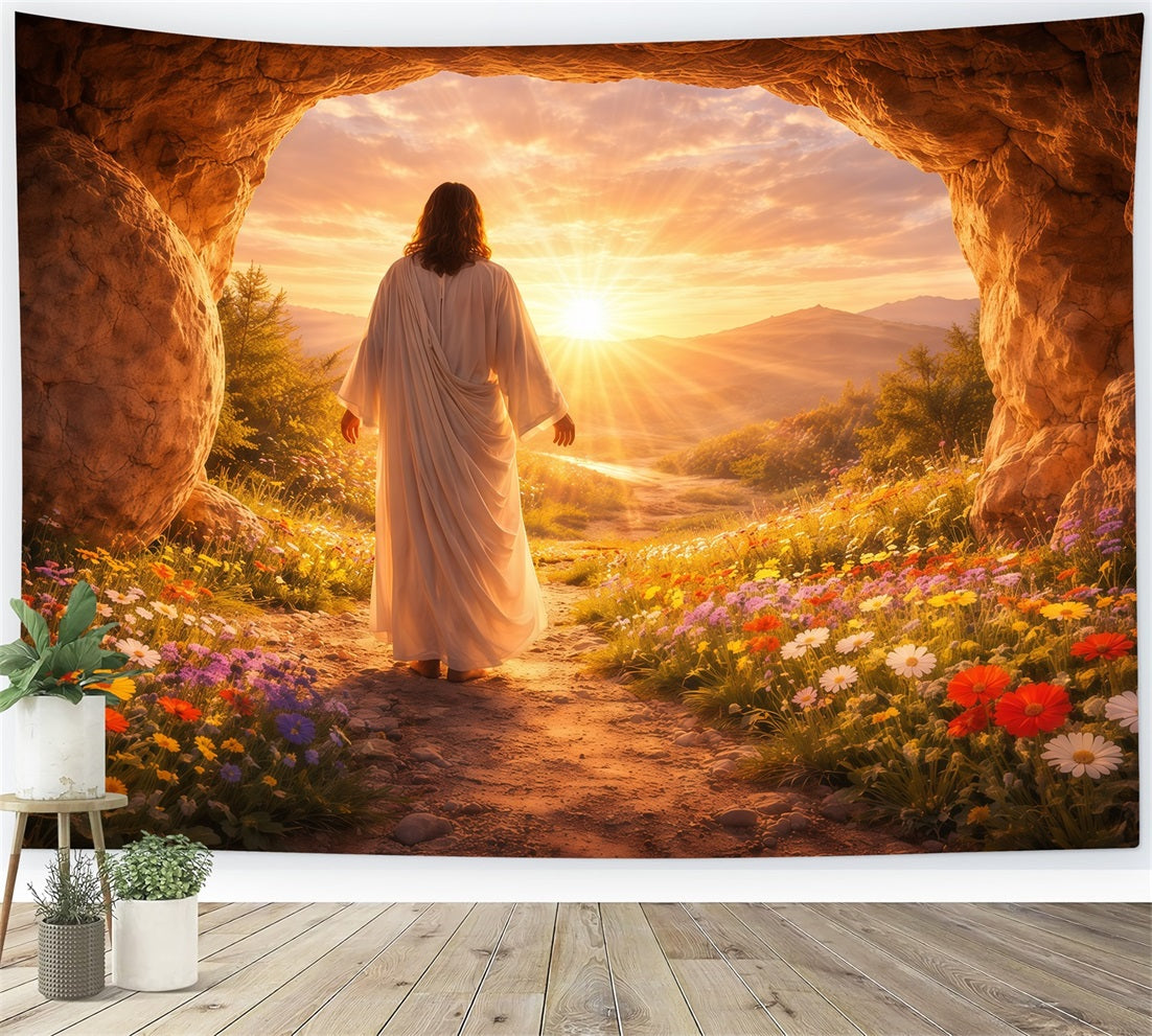 Christian Easter Photo Backdrop He Is Risen Glory Glow Easter Picture Backdrop LXX61-138