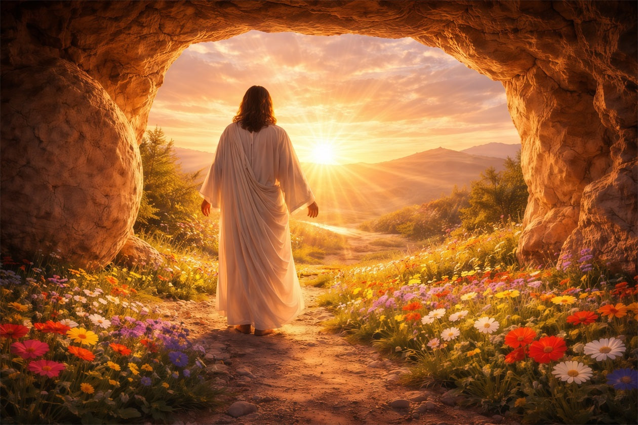 Christian Easter Photo Backdrop He Is Risen Glory Glow Easter Picture Backdrop LXX61-138