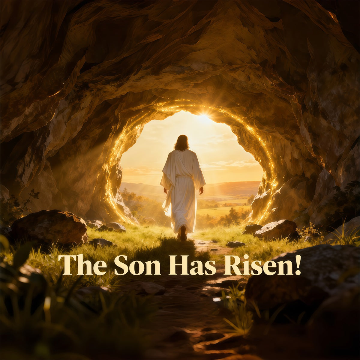 He Has Risen Backdrop Resurrection Light Cave Easter Photography Backdrop LXX61-139