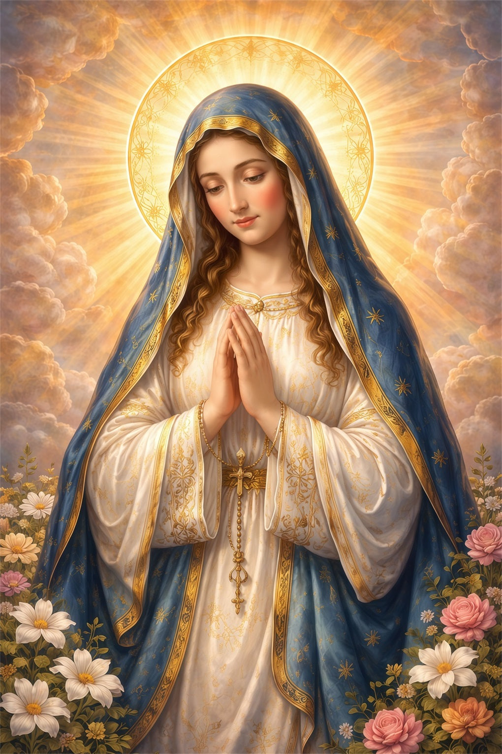 Religious Easter Backdrops He Is Risen Virgin Mary Easter Backdrop Ideas LXX61-146