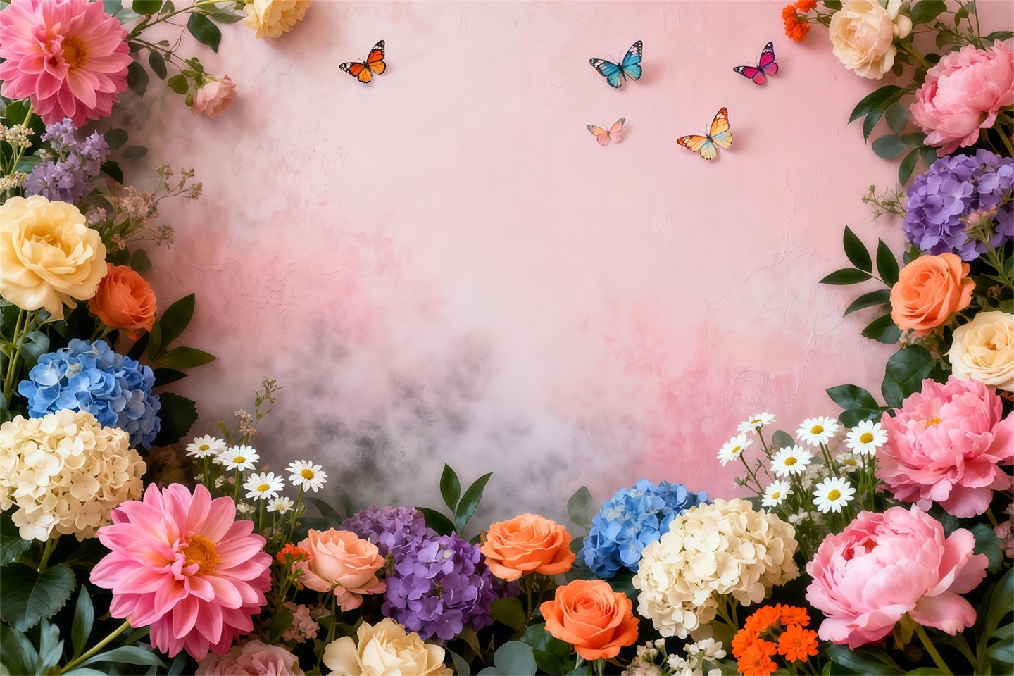 Butterfly Backdrop Pastel Bloom Butterfly Frame Spring Backdrop LXX61-151