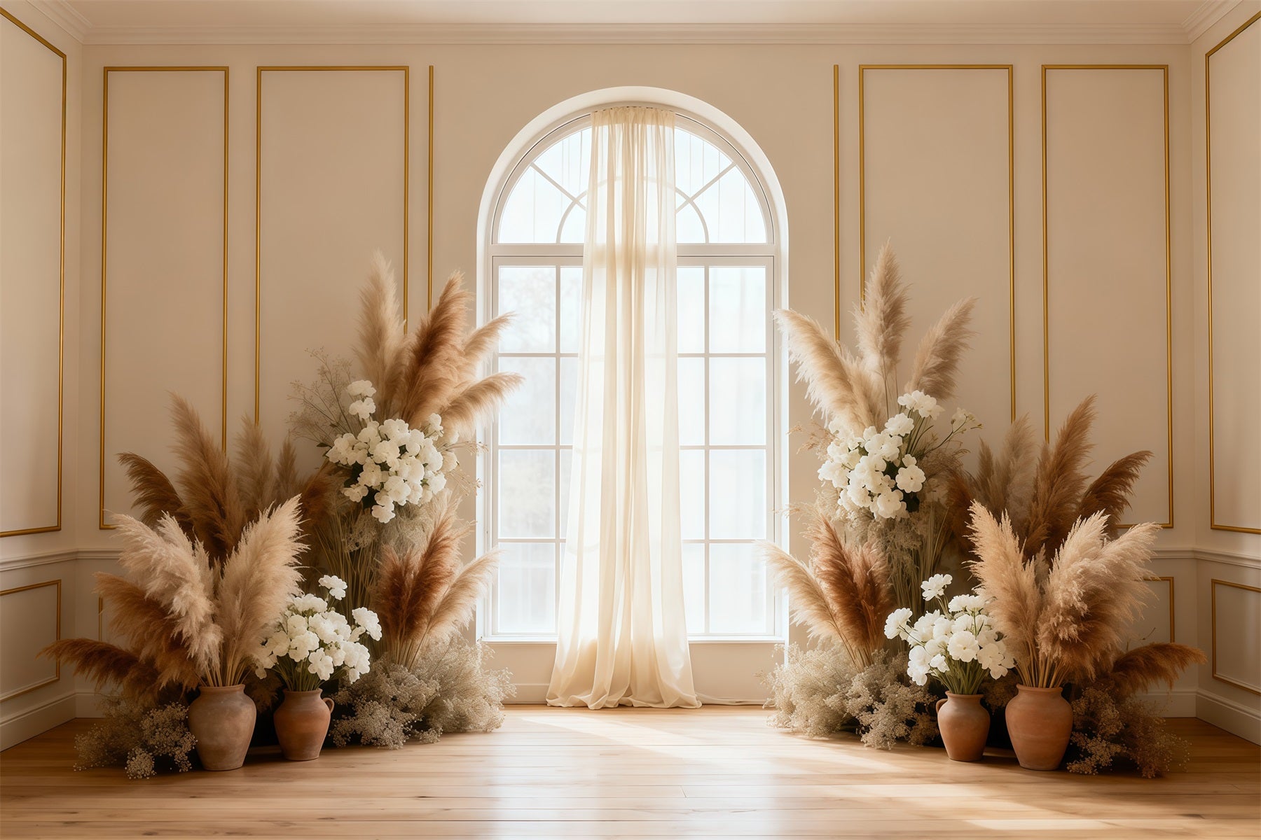 Pampas Grass Backdrop Minimal Pampas Window Elegance Spring Backdrops For Photography LXX61-156