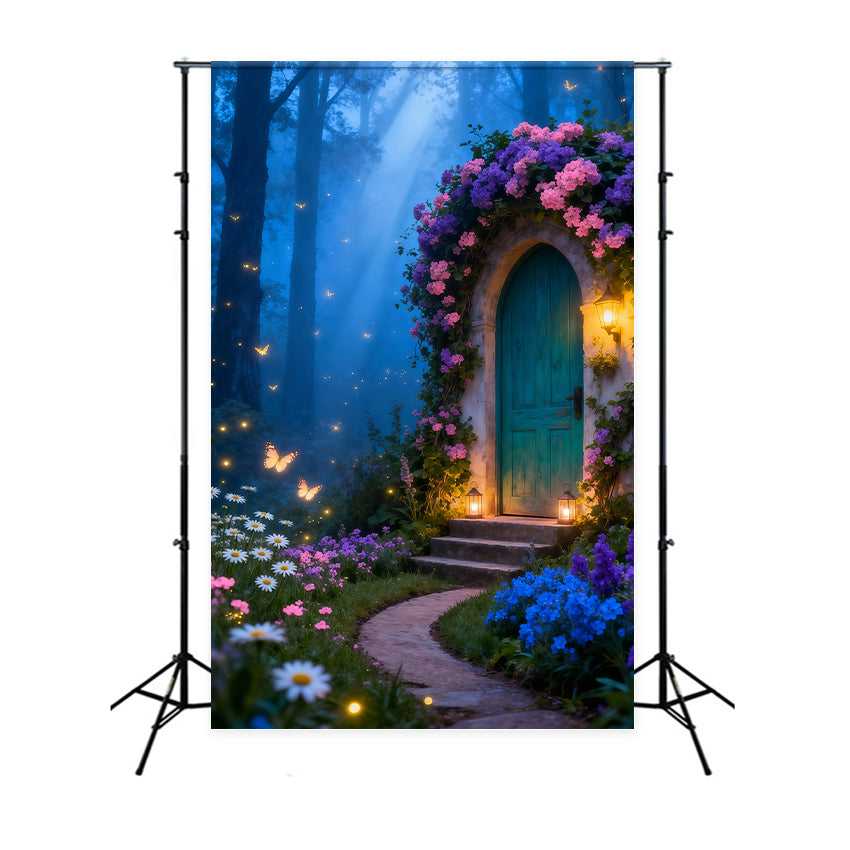 Butterfly Backdrop For Photoshoot Enchanted Cottage Lantern Glow Spring Photography Backdrops LXX61-159
