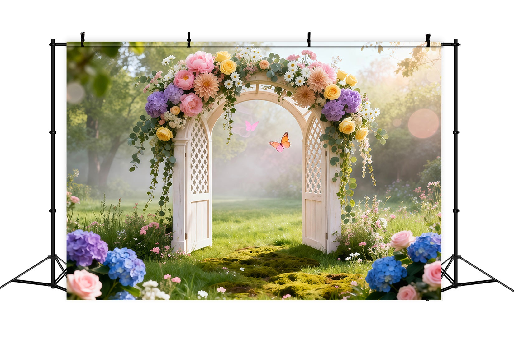 Butterfly Backdrops Pastel Floral Garden Gate Spring Backdrop Ideas LXX61-160