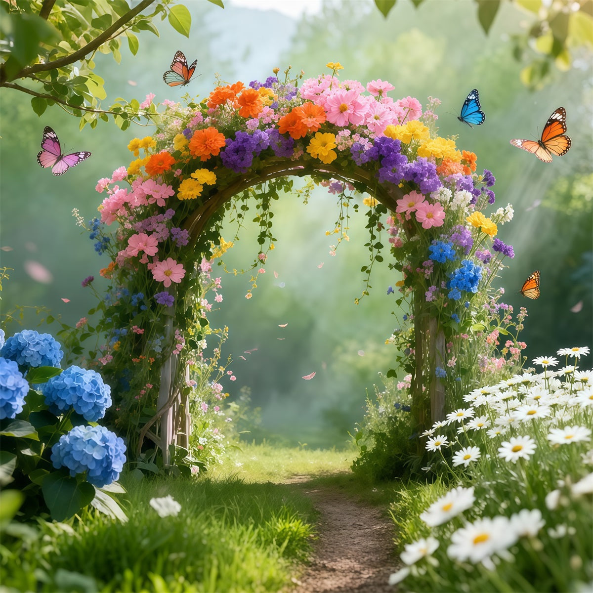 Butterfly Backdrops Wildflower Arch Meadow Forest Spring Backdrop Ideas LXX61-161