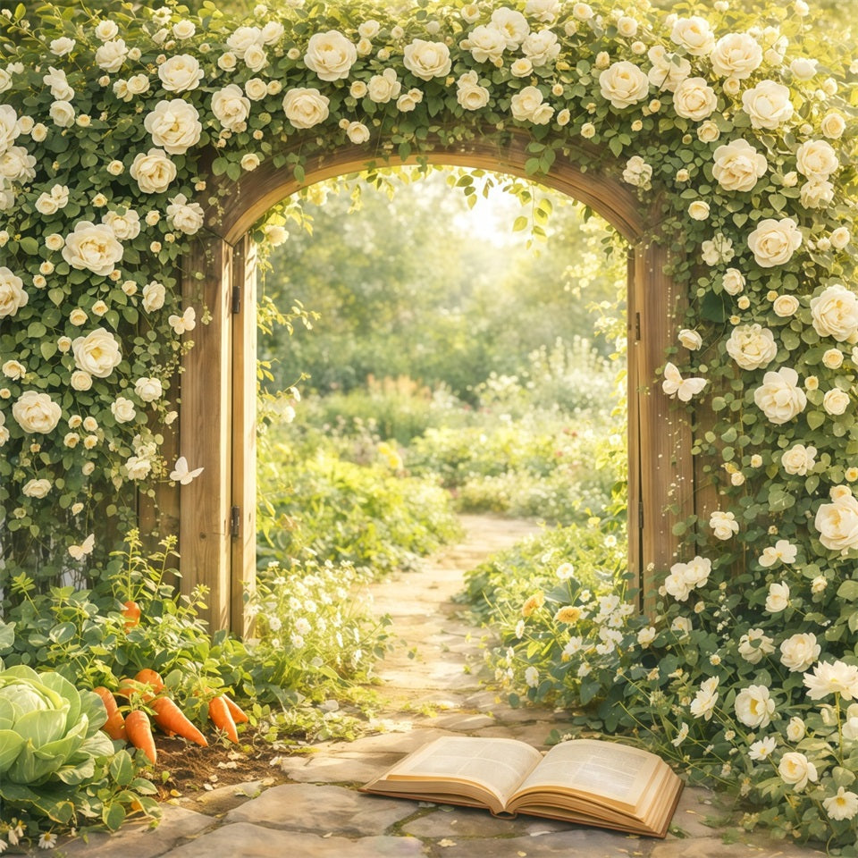 Garden Backdrop For Photoshoot Storybook Garden Arch Path Spring Backdrop For Pictures LXX61-163