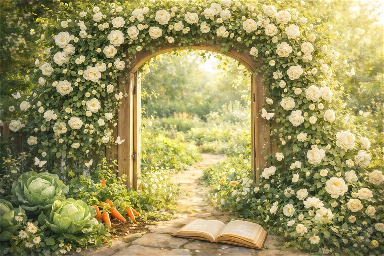 Garden Backdrop For Photoshoot Storybook Garden Arch Path Spring Backdrop For Pictures LXX61-163