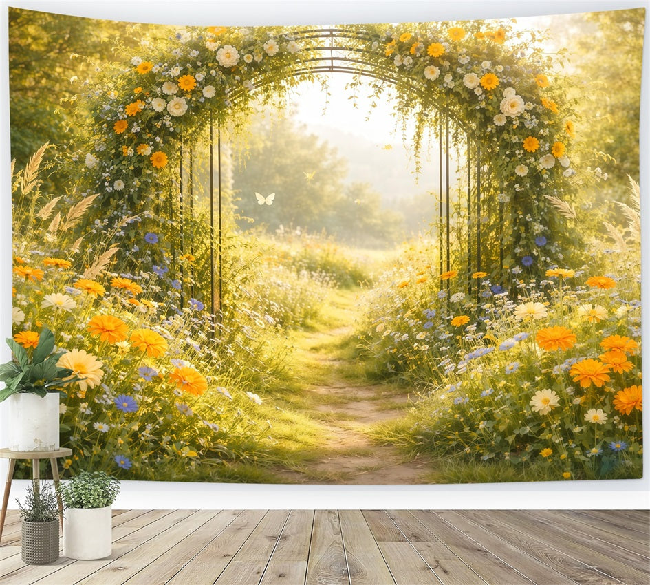 Butterfly Backdrop Ideas Sunlit Wildflower Garden Arch Spring Time Backdrop LXX61-167