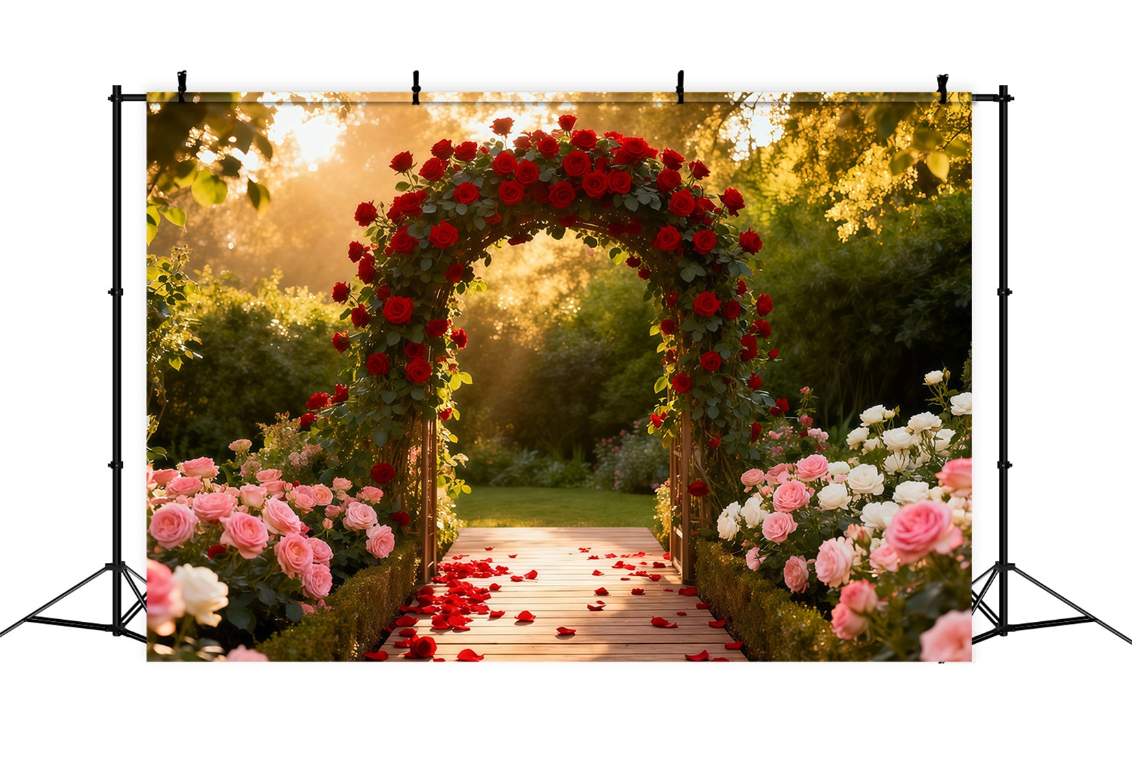Flower Garden Backdrop Rose Garden Archway Glow Floral Photography Backdrop LXX61-187