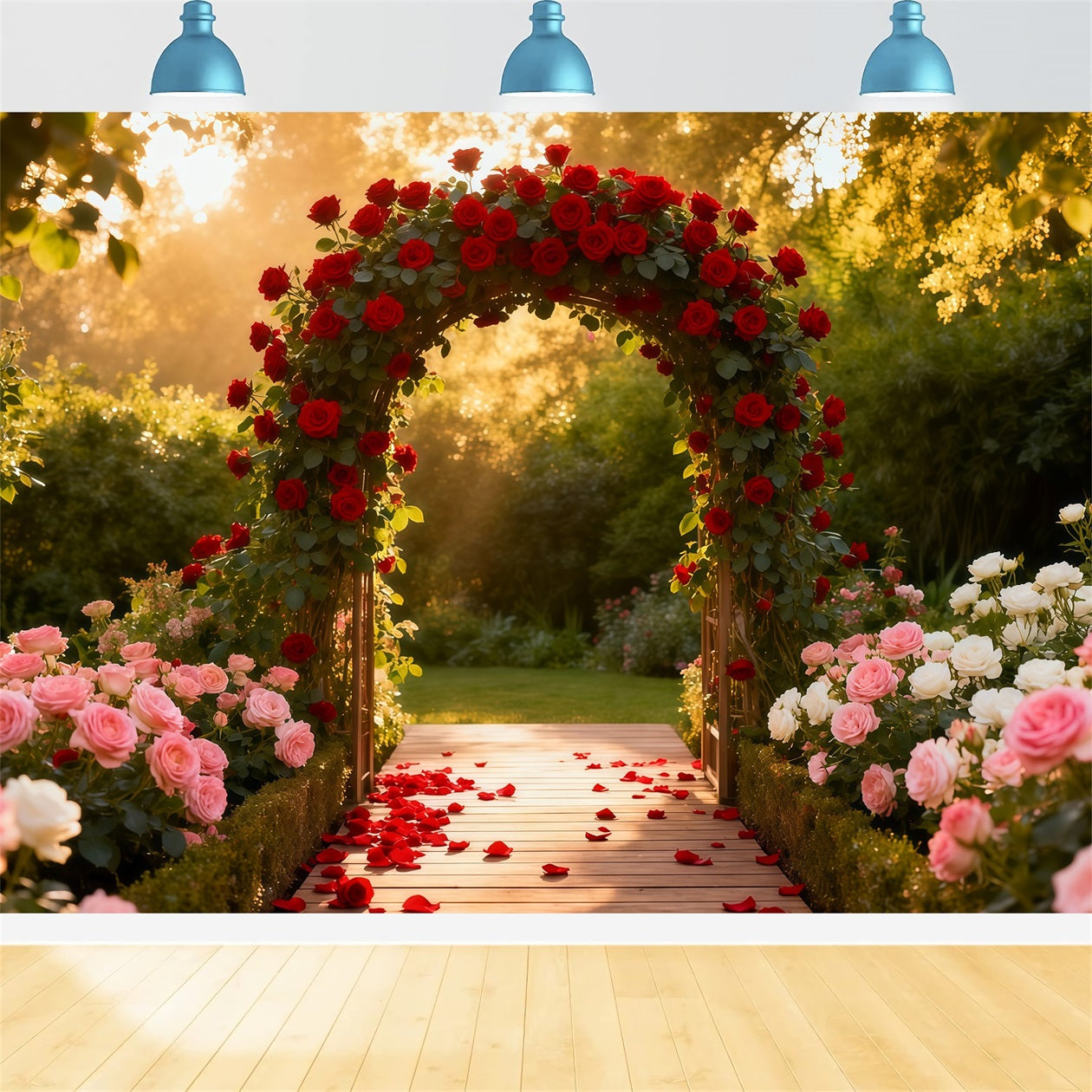 Flower Garden Backdrop Rose Garden Archway Glow Floral Photography Backdrop LXX61-187