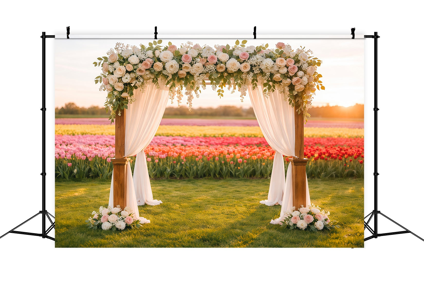 Tulip Backdrop Flower Field Wedding Arch Glow Floral Photo Backdrops LXX61-195