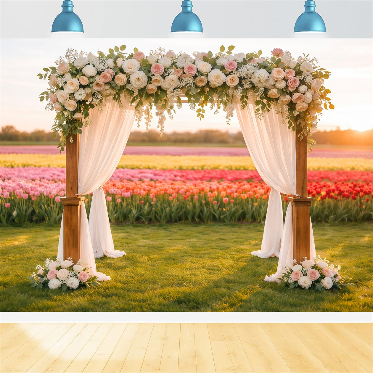 Tulip Backdrop Flower Field Wedding Arch Glow Floral Photo Backdrops LXX61-195