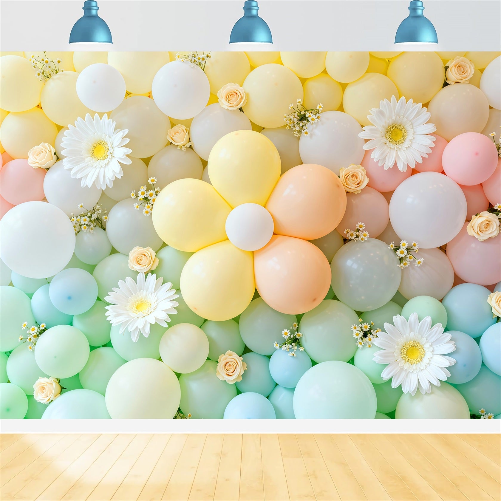 Daisy Backdrop Flowers Pastel Balloon Wall Floral Garland Backdrop LXX61-197