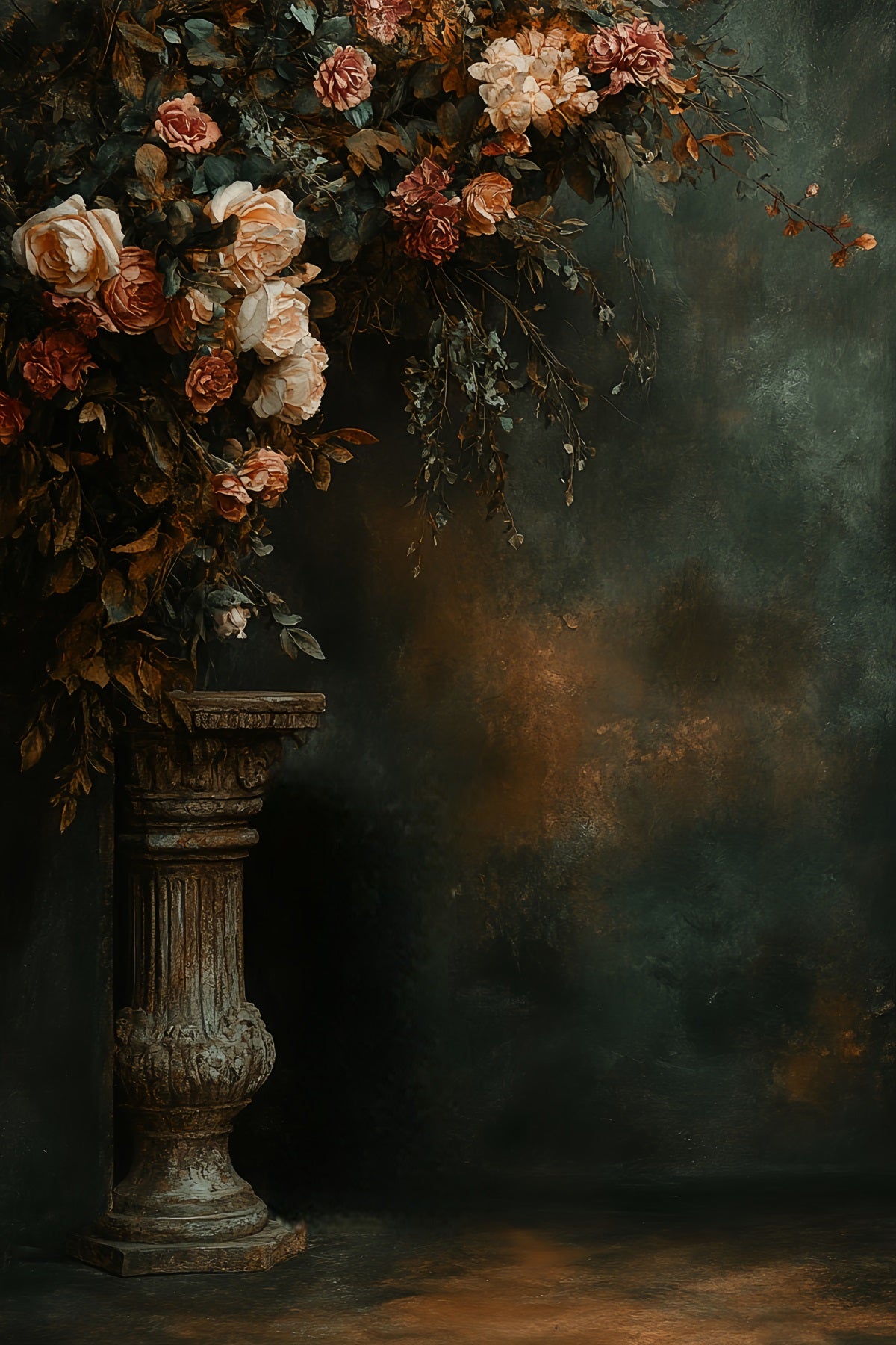 Portrait Backdrops Vintage Floral Pedestal Backdrops For Family Portraits LXX61-2