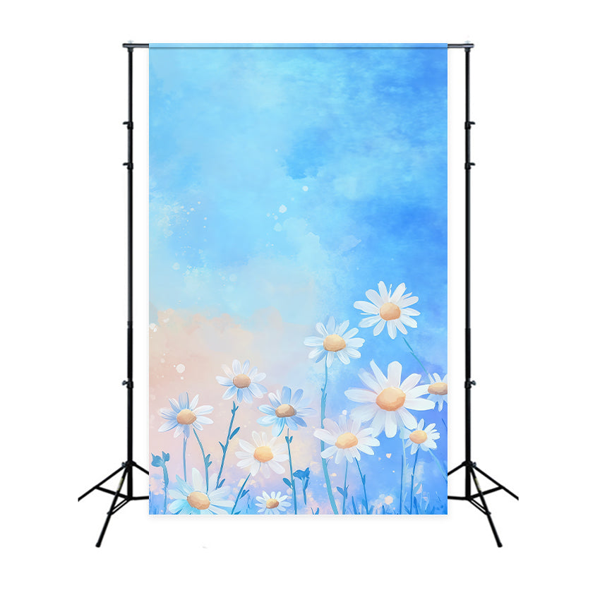 Daisy Photo Backdrop Watercolor Flower Sky Wash Floral Photography Backdrops LXX61-207