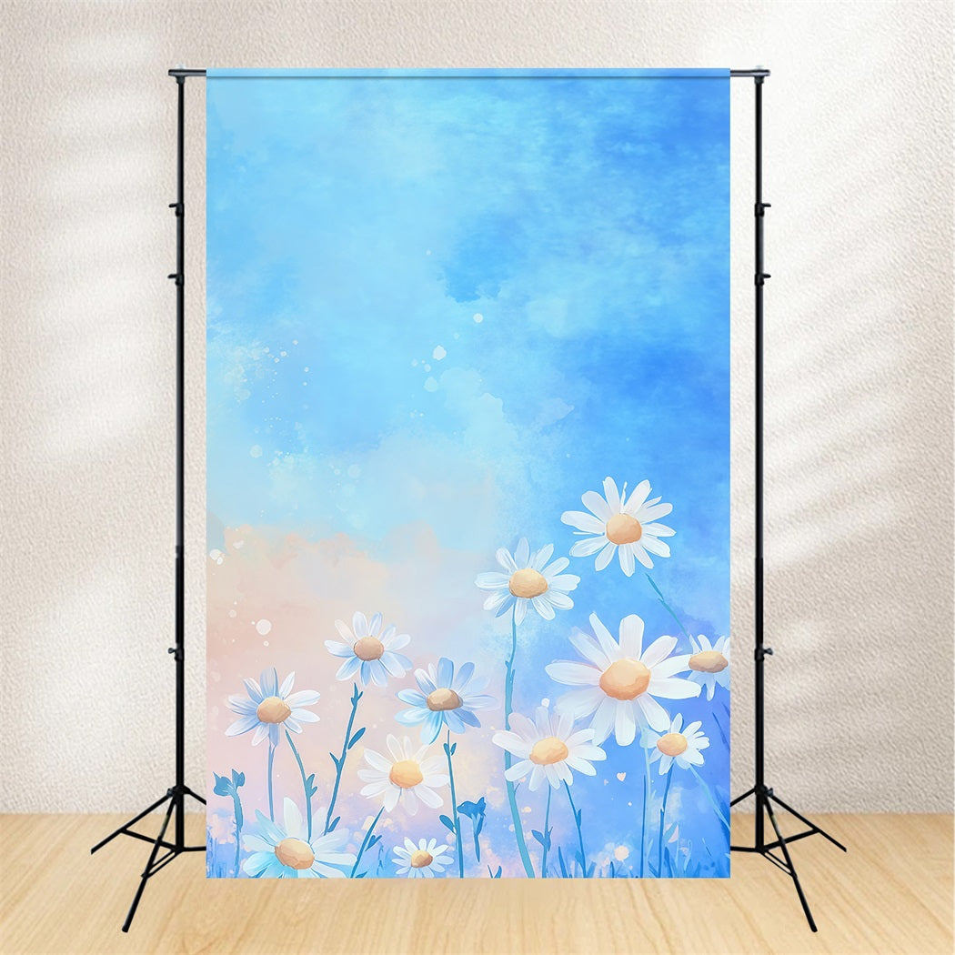 Daisy Photo Backdrop Watercolor Flower Sky Wash Floral Photography Backdrops LXX61-207