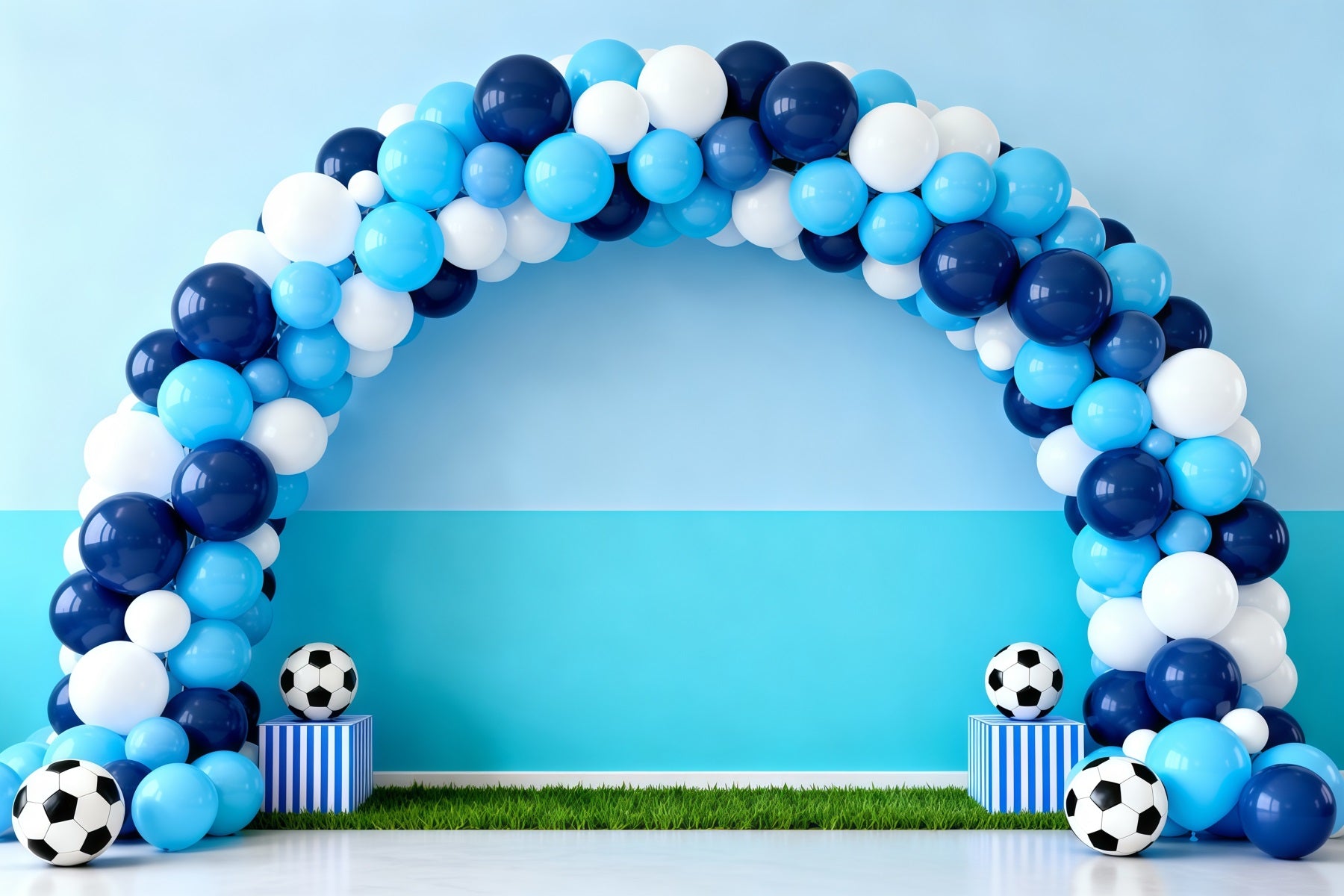 Soccer Photo Backdrop Blue Balloon Goal Arch Sports Backdrops For Photography LXX61-218