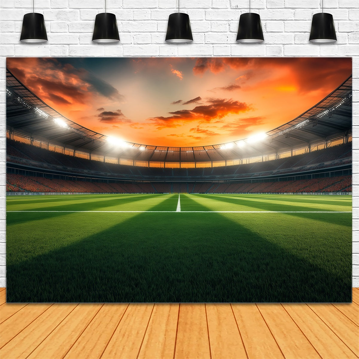Football Backdrops Sunset Arena Field Panorama Sports Backdrops For Photography LXX61-221