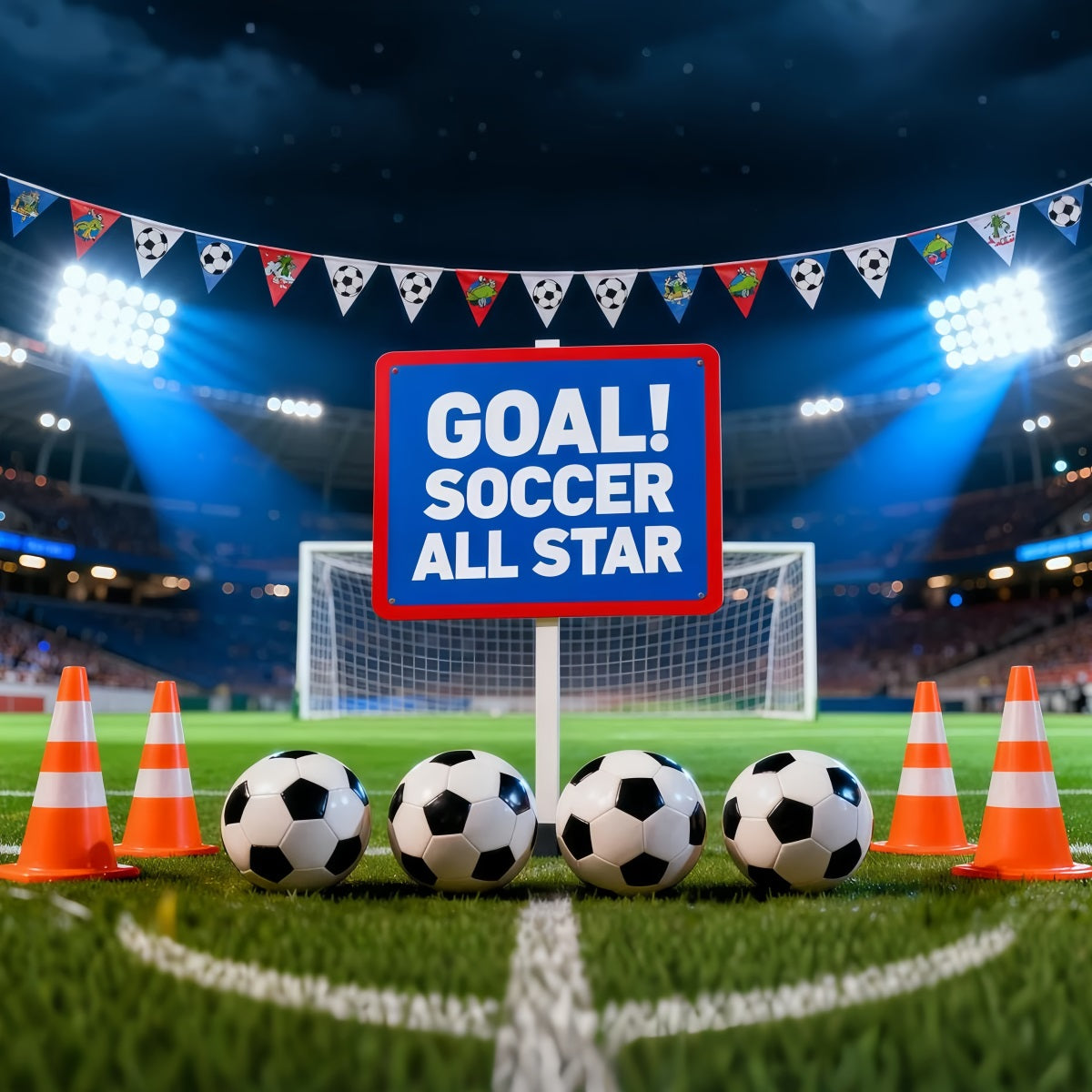 Soccer Stadium Backdrop Goal Celebration Training Field Sports Theme Backdrop LXX61-224