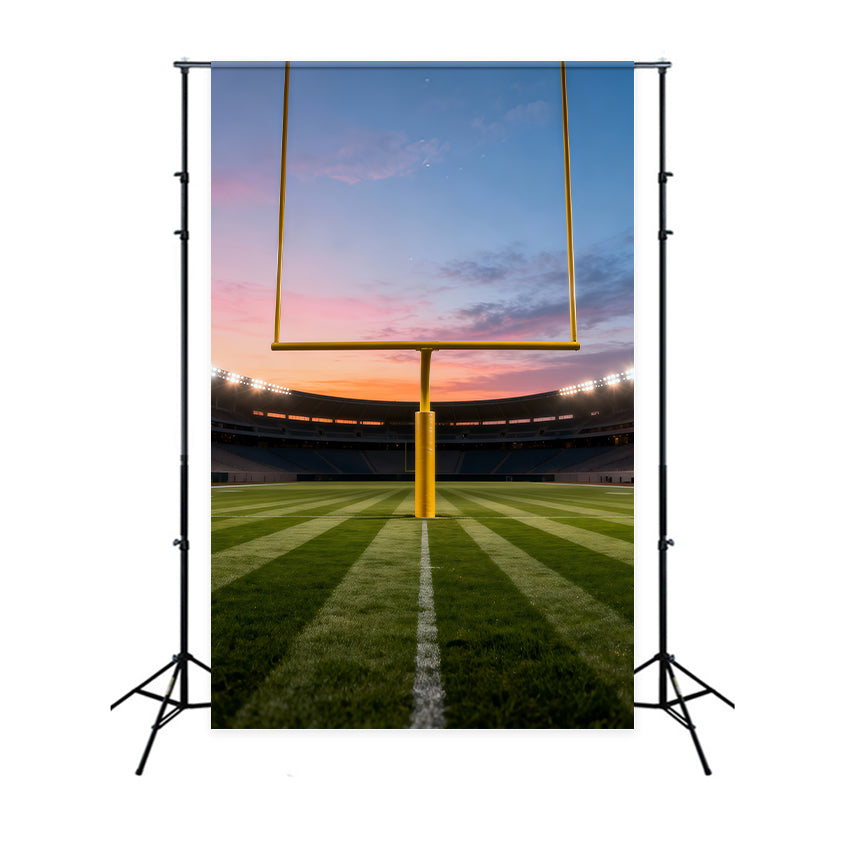 Football Field Photo Backdrop Sunset Stadium Upright Posts Sports Backdrops LXX61-233