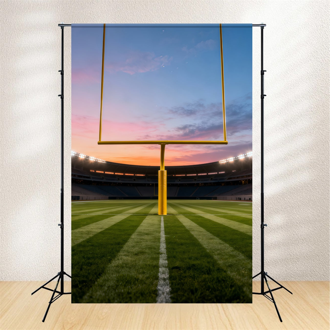 Football Field Photo Backdrop Sunset Stadium Upright Posts Sports Backdrops LXX61-233