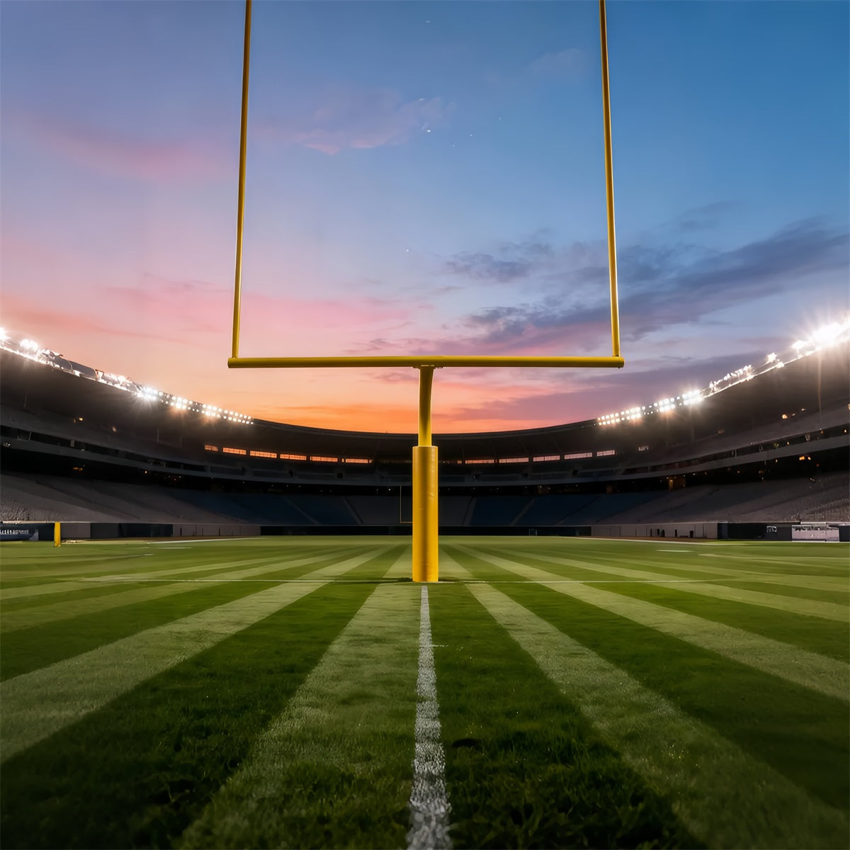 Football Field Photo Backdrop Sunset Stadium Upright Posts Sports Backdrops LXX61-233