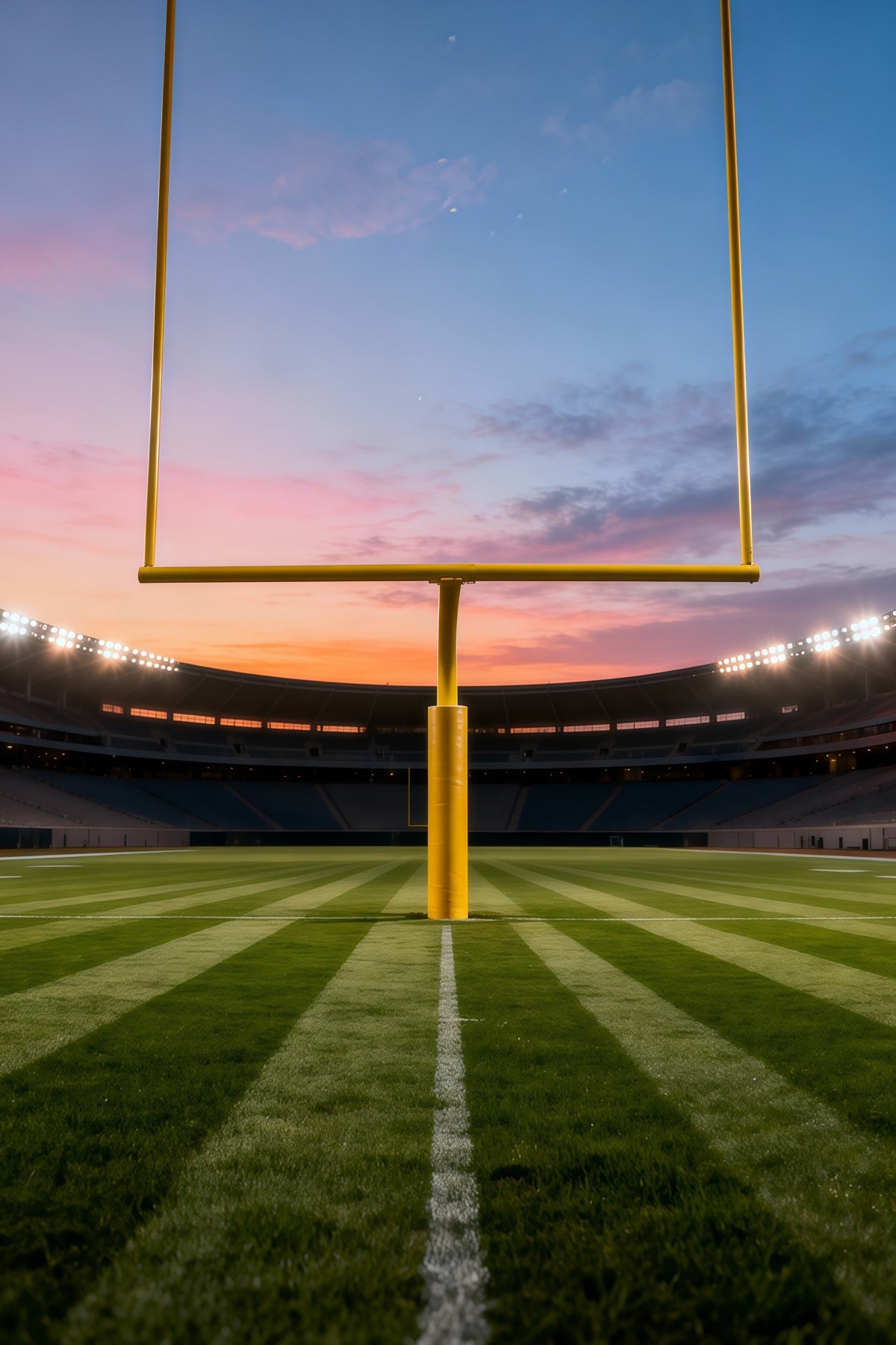 Football Field Photo Backdrop Sunset Stadium Upright Posts Sports Backdrops LXX61-233