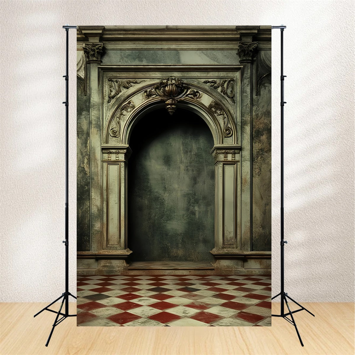 Portrait Photo Backdrop Baroque Archway Marble Interior Vintage Backdrop LXX61-30