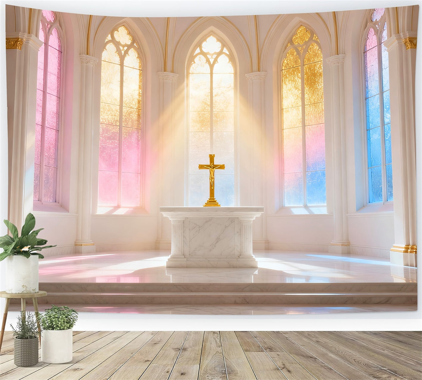 Church Easter Photo Backdrop Ideas Pastel Radiant Church Cross Easter Backdrop 8x8 LXX61-49